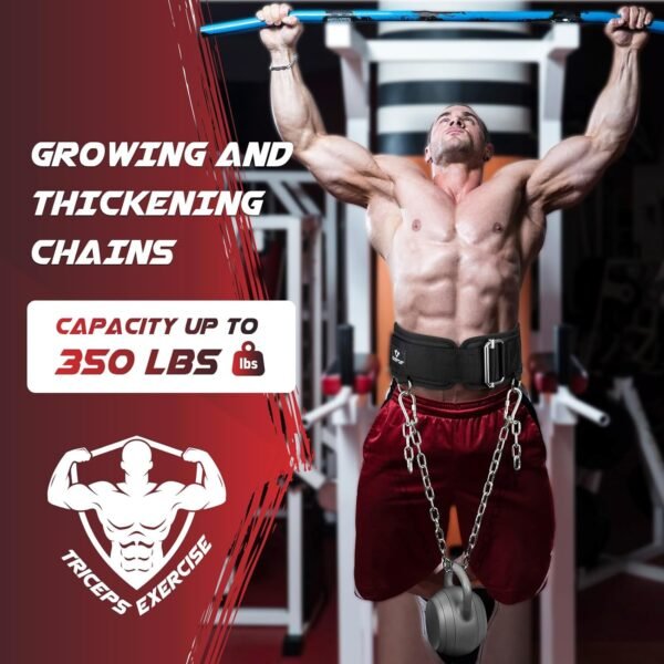 3-in-1 Weighted Pull Up Belt, Weight Lifting Dip Belt with 40.6 IN Chain & Self Locking, Weighted Gym Belt for Pull Up, Squat, Powerlifting & Deadlift, Capacity Up to 350 LBS - Image 7