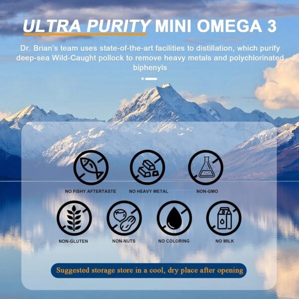 Dr.Brian Fish Oil Supplement 130 softgel, Highly Absorbed rTG Mini Omega 3 Fish Oil Capsule w EPA/DHA Fatty Acids Vitamin D E, 500mg rTG Omega-3 Support Heart Brain Immune Health No Fishy Taste - Image 6