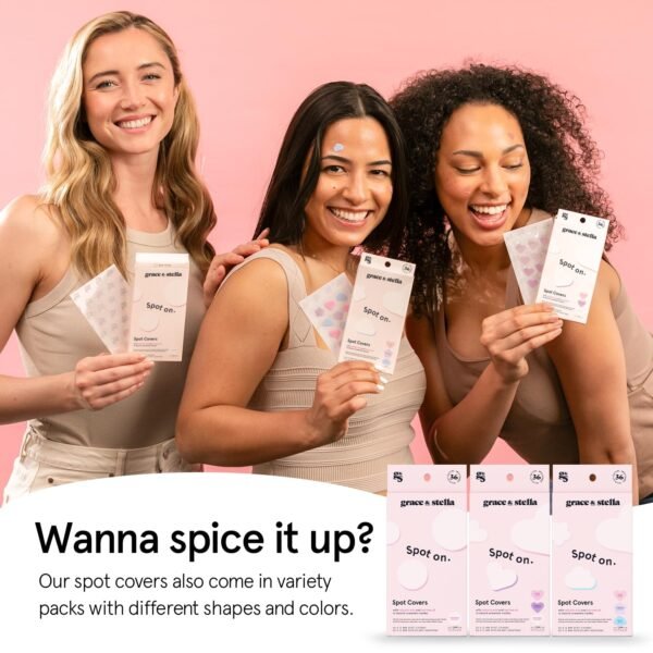 grace & stella Pimple Patches for Face - Cute Hydrocolloid Dots That Help Protect Acne & Reduce Redness - Fun Zit Stickers to Cover Blemishes - Dermatologist-Tested, Vegan (Multishape, 36 Count) - Image 10