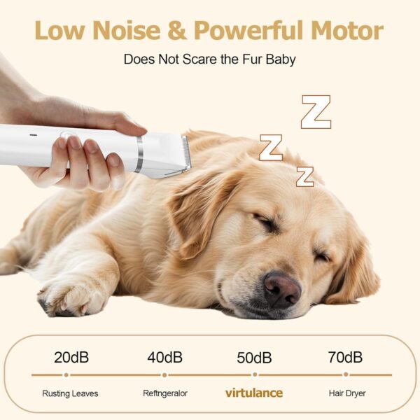 Dog Clippers Grooming Kit, 4 in 1 Cordless Dog Hair Trimmer Pet Grooming Kit Low Noise, Waterproof and Washable, Rechargeable Pet Trimmer Set for Small Dogs & Cats, Paws, Ears, Face, Rump - Image 5