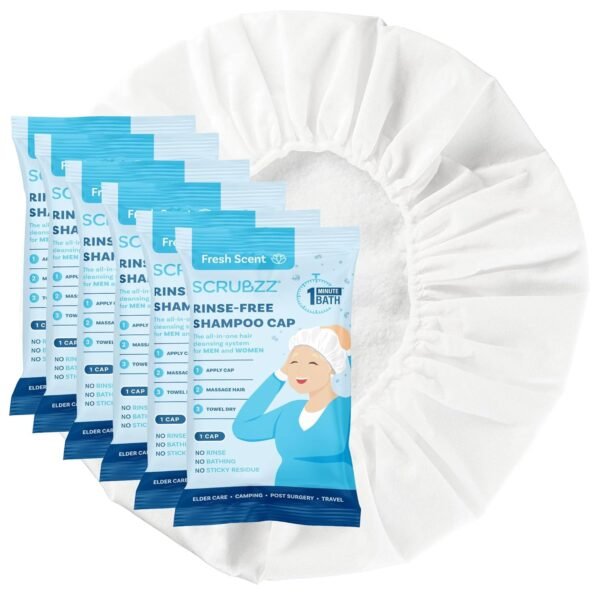 Scrubzz Shampoo Caps No Rinse for Elderly and Bedridden Patients, Rinse Free Shampoo Caps for Post Surgery and Hospital Stays, Waterless Hair Washing Shower Caps - 6 Pack - Image 2