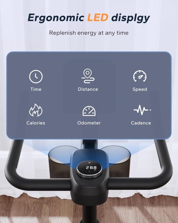 MERACH Exercise Bike, Brake Pad Stationary Bike with Exclusive App, Low Noise Indoor Cycling Bike with 300lbs Weight Capacity, Tablet Mount and Fitness Courses for Weight Loss - Image 3