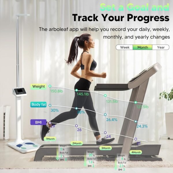 arboleaf Digital Physician Scale, FSA HSA Eligible, Ultrasonic Height and Weight Scale, Smart Body Composition Analyzer for Gym and Home, 11-485lb, 6ft.4.8in, Body Fat Measurement, Weight, Height, BMI - Image 7