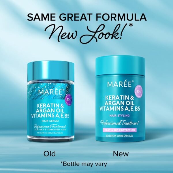 MAREE Hair Oil for Frizzy - Hair Vitamins A, E & B Keratin Styling Capsules with Jojoba & Argan Oil - Anti Frizz Serum for Women - Frizzy, Damaged, Dry and Curly - Sérum Gotas & Aceite Para el Cabello - Image 3