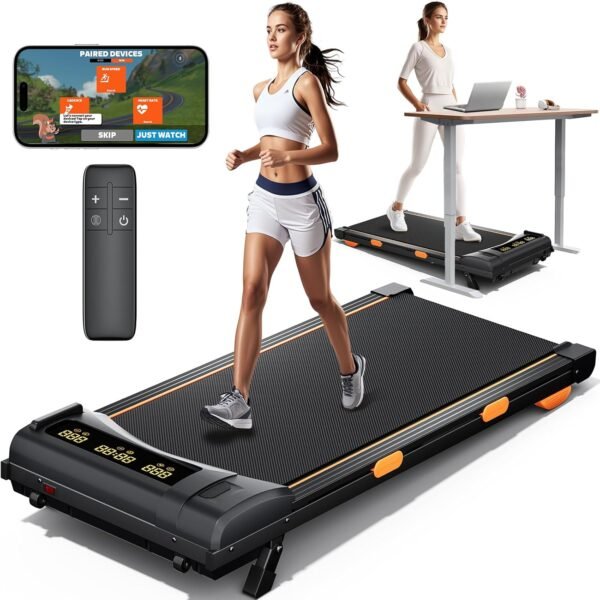Walking Pad Treadmill, Under Desk Treadmill with Incline for Home Office, 2.5 HP Compact Portable Mini Treadmills Save Space, 2 in 1 Small Walking Pad with Large LED Display, 300 lb Capacity - Image 2