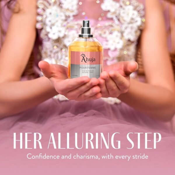 AHUJA Pour Femme Eau De Parfum 3.4oz for Women Long Lasting Fragrance with Notes of Iris, Earthy Patchouli, Warm Vanilla-Best Alternative to La Vie Est Belle. - Image 4