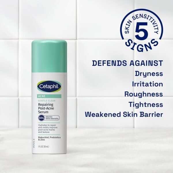 CETAPHIL Gentle Clear Repairing Post-Acne Serum, Retinol Alternative, Oil Free Serum for Sensitive Skin, 1 Fl Oz, Bakuchiol, Improves Skin Tone & Post-acne Marks, Dermatologist Recommended Brand - Image 3