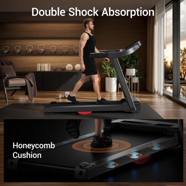 Folding Treadmills for Home, 2.5 HP Quiet Brushless Foldable Treadmill with Pulse Sensor, 7.5 MPH, 265 LBS Capacity - Image 4