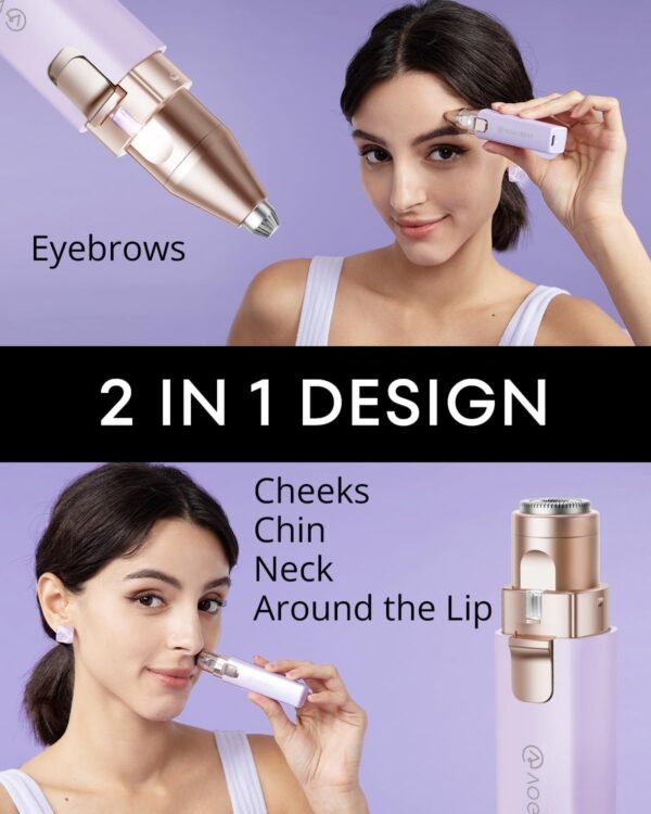 Eyebrow Hair Trimmer: Rechargeable Facial Hair Removal Device for Removing Unwanted Peach Fuzz from Lips Chin Neck As Well As Shaping Eyebrows - Image 3
