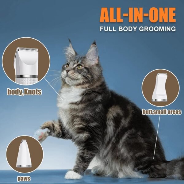 Cat Grooming Clippers Kit for Matted Hair, Bautrium 3 in 1 Electric Pet Hair Trimmer for Thick Hair, Heavy Coat Butt Shaver Cordless Cat Razor Claw Fur Trimmer for Dogs and Other Small Animals at Home - Image 3
