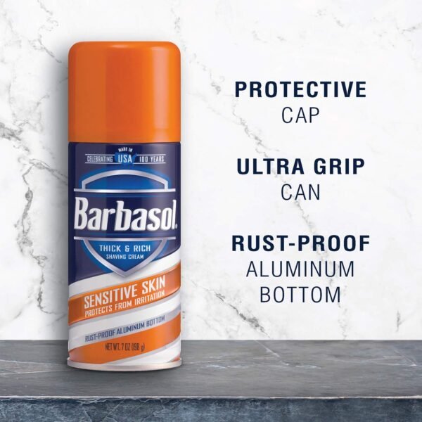 Barbasol Sensitive Skin Thick and Rich Shaving Cream, 7 Ounce, Pack of 6 - Image 6