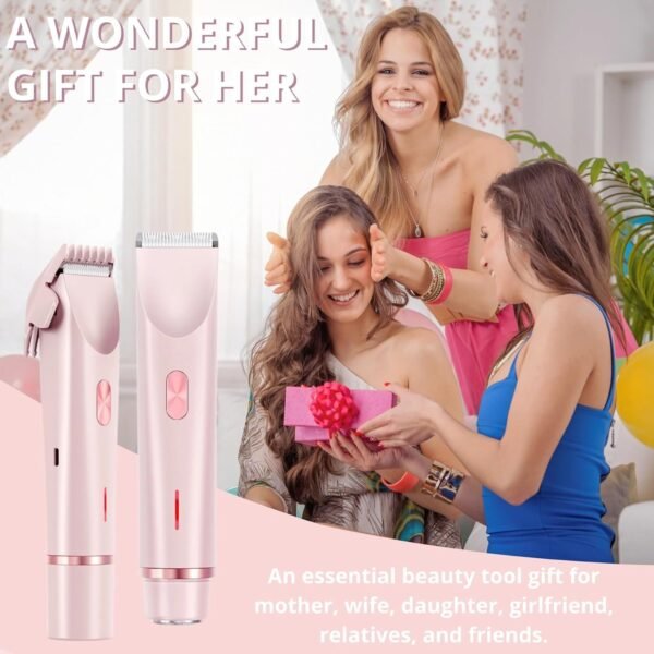 Bikini Trimmer for Women, 2 in 1 Dual-Head Electric Body Hair Trimmer Shaver for Women's Grooming, Waterproof Wet & Dry Pubic Hair Trimmer for Women Legs Bikini Underarms Hair Painless Remove - Image 8
