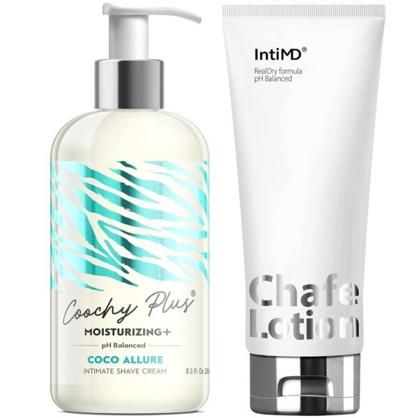 IntiMD Coochy Plus Coco Allure & Chafe Lotion Kit - Intimate Shave Cream Prevents Razor Burn In-Grown Hair + Chafe Lotion Anti-Chafe Cream, Anti-Rubbing, Friction for Inner Thighs, Armpit, Running - Image 2