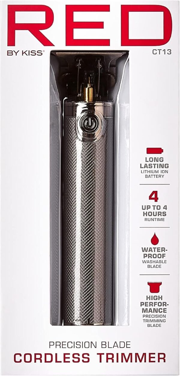 Red by Kiss Hair Trimmer for Men Precision Blade Cordless Trimmer Mens Grooming Kit (Cool Gray) - Image 7