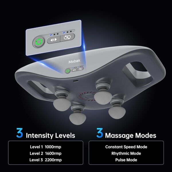 Mebak Massage Gun 4 Heads, 4X More Efficient Pain Relief Massager with Near-Infrared LED, Rechargeable Massage Gun Deep Tissue for All Body, 6mm Amplitude, Type-C Charging, Gifts for Men & Women - Image 9