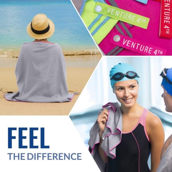 VENTURE 4TH Quick Dry Travel Towel - Fast Drying Ultra Soft Microfiber Towels - Essential for Camping, Backpacking, Yoga, Swimming, Gym, Sports and Beach - 3 Compact Sizes - Image 6