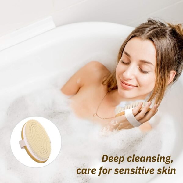 Metene Dry Brushing Body Brush with Soft and Stiff Natural Bristles, Body Exfoliating/Massage Scrub Brush for Cellulite and Lymphatic, Improve Your Circulation, 2 Pack - Image 7