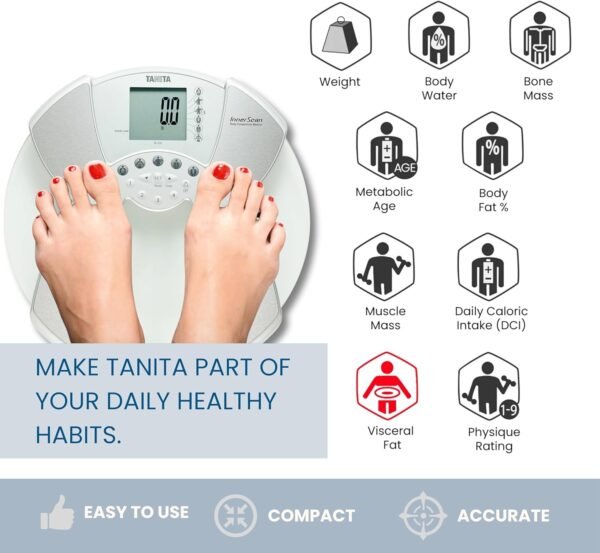 Tanita BC-533 Digital Bathroom Scale - Japan Technology Clear Glass Smart Innerscan Body Composition Monitor, Measures Weight, Body Fat, Muscle Mass, BMI, Bone Mass, Visceral Fat - FSA/HSA Eligible - Image 6