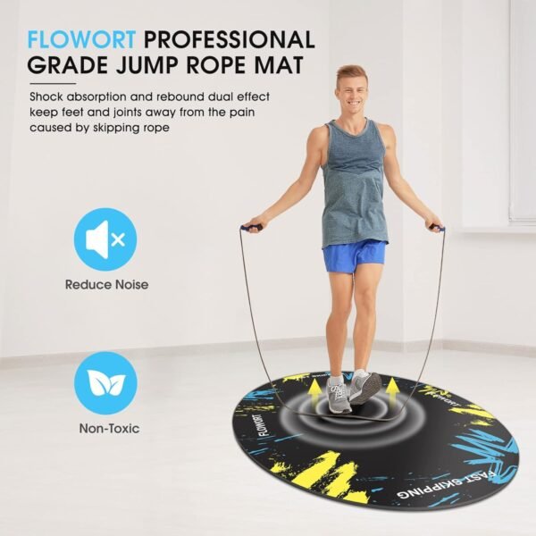 Jump Rope Mat Large Rubber Exercise Mat Indoor Outdoor Shock Absorbing Mat Non-Slip Oval Design for Floor & Rope Protection, Workout Mats for Home Gym Flooring - Image 3