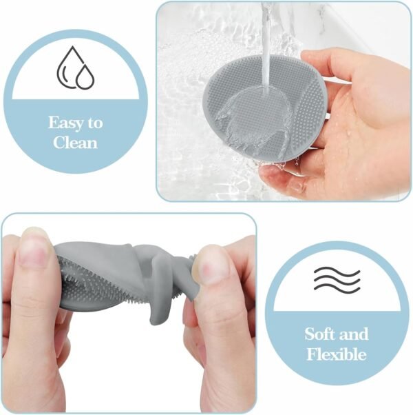 Manmihealth Soft Silicone Face Scrubber Exfoliator 2 Pack,Silicone Handheld Manual Facial Cleansing Brush, Face Washing Pad for Pore Cleansing Blackhead Removing Massaging(Black+Gray) - Image 6