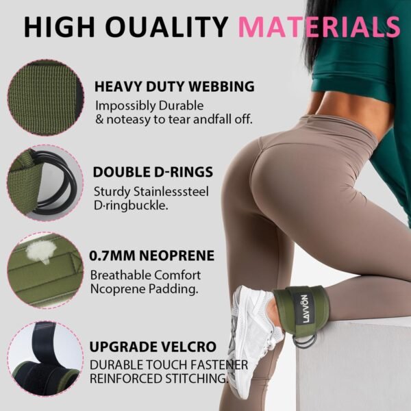 Barbell Pad Set for Hip Thrust 10Pcs- Squat Pad for Barbell Lunges & Bar Padding - Bench Press Standard Weight Bar Pad - with Ankle Straps, Wrist Straps for Weightlifting, 3 Lifting Strap - Image 5