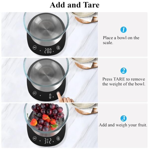 Homebuds 22lb Digital Food Scale Grams and Ounces in 1g, High Precision Assured by Kitchen Scale Professional Factory Since 2001, Gram Scale for Cooking and Baking, LED, 3*AAA Included, Black - Image 6