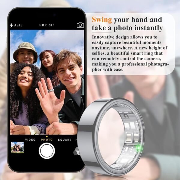 Smart Ring, Heart Rate/Sleep/Blood Oxygen Monitoring, Step Count, Wearable Fitness Tracker, APP Bluetooth Connected, IP68 Waterproof,Silver (Size 9) - Image 9