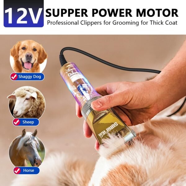 Professional Dog Grooming Clippers for Thick Coat - Dog Hair Trimmer for Grooming- Sheep Shears for Thick Hair – Pet Grooming Clippers for Dogs, Cats, Sheeps, Horse (Gold) - Image 3