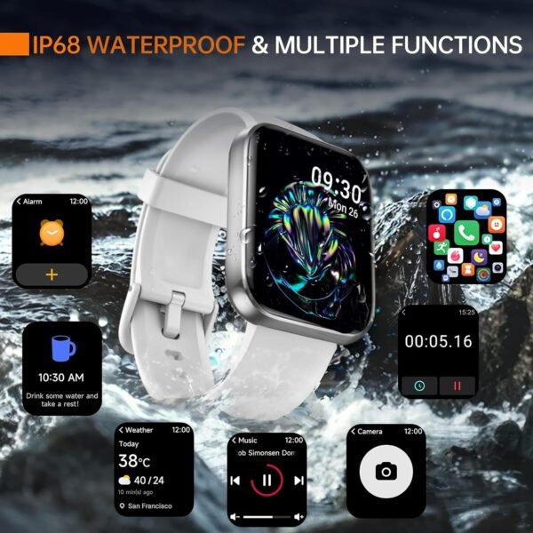 aeac Smart Watch for Women/Men, Fitness Watch, Alexa Built-in & Stable Bluetooth Call, with Heart Rate/SpO2/Sleep Monitor, 100 Sports, IP68 Waterproof Smartwatches for iOS Android - Image 7