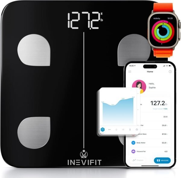 INEVIFIT Smart Bluetooth Scale & Digital Kitchen Scale Fitness Bundle, Complete Body Composition and Nutrition Tracking Solution with Batteries Included - Image 6