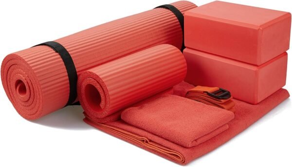 BalanceFrom 7-Piece Set - Include Yoga Mat with Carrying Strap, 2 Yoga Blocks, Yoga Mat Towel, Yoga Hand Towel, Yoga Strap and Yoga Knee Pad, Multiple Colors - Image 2