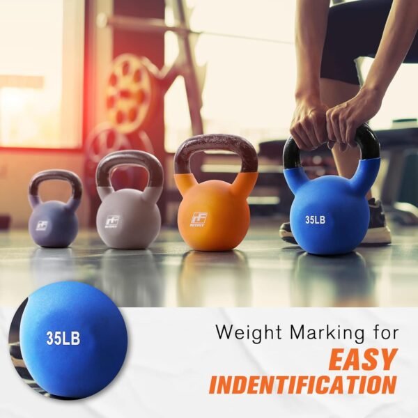 RitFit Neoprene Coated Solid Cast Iron Kettlebell 5 10 15 20 25 30 35 40 45 50 LB, Great for Full Body Workout, Cross-Training, Weight Loss & Strength Training - Image 6