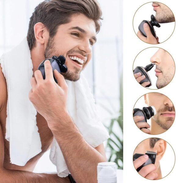 Bald Shavers for Men - Telfun Upgrade 5-in-1 Electric Head Shavers for Bald Men, 100% Waterproof Cordless Razor, Wet/Dry Shaving, 5 Dual Track Heads, Mess-Free Hair Capture - Image 4