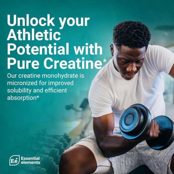 Essential Elements Monohydrate Creatine Powder for Women and Men - Micronized Creatine Instantized - Unflavored Pure Creatine Powder Supplements - 60 Servings - Image 7