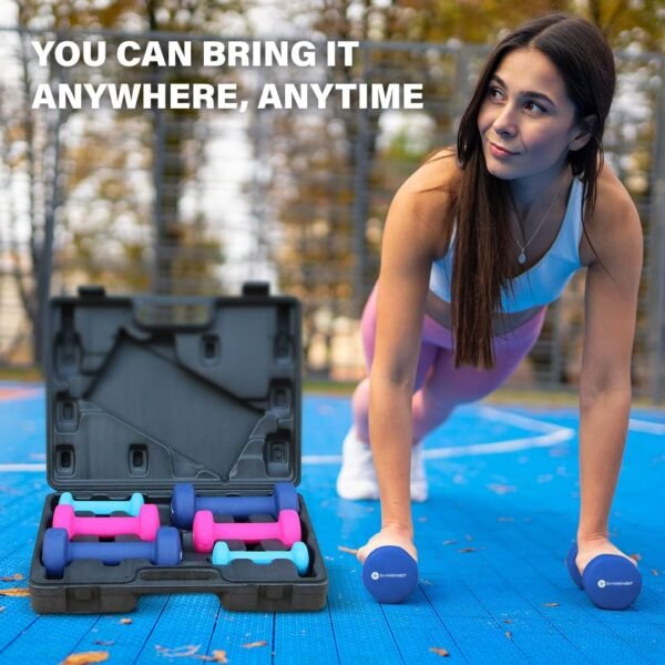 Gymenist Dumbbell Set With Hard Plastic Case Includes 3 Pairs And A Hard Travel Carry Storage Case - Image 5