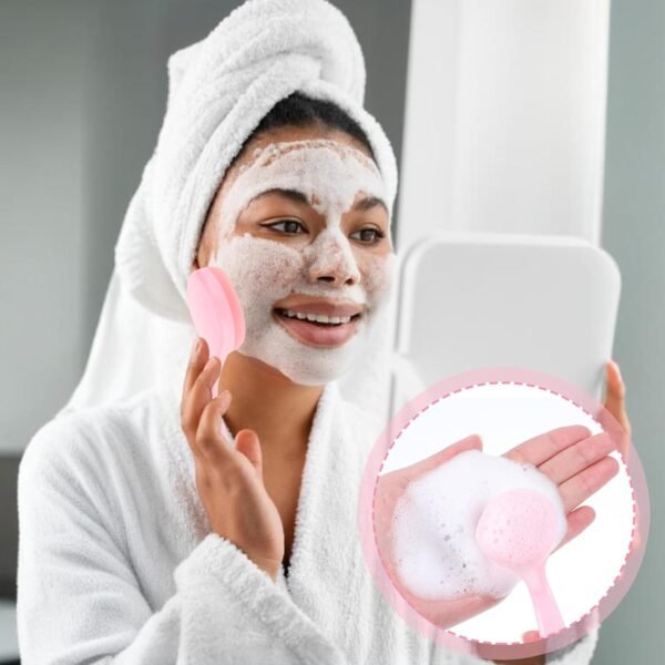2 PCS Silicone Manual Facial Cleansing Brush Silicone Facial Scrubber Handheld Exfoliator Soft Bristles Scrubber Skin Friendly Waterproof Face Cleaning Scrubber for Blackheads Makeup Residues Removal - Image 7