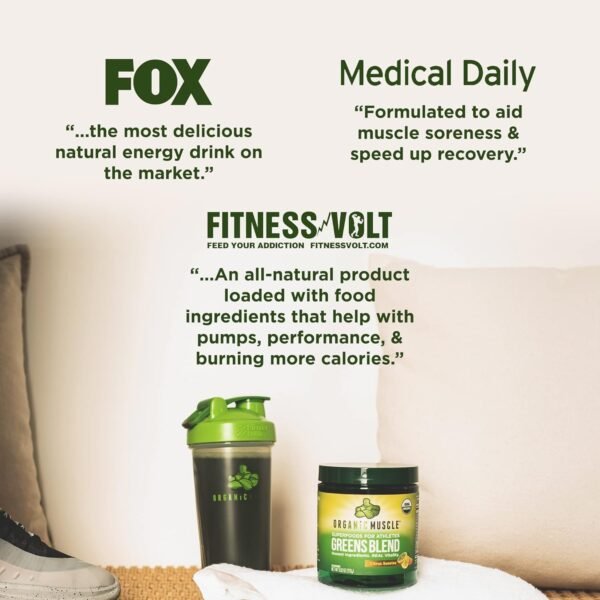 Organic Muscle Super Greens Powder Organic Superfood Powder with Probiotics, Spirulina, Chlorella, and Matcha| Non-GMO, 30 Servings - Image 8