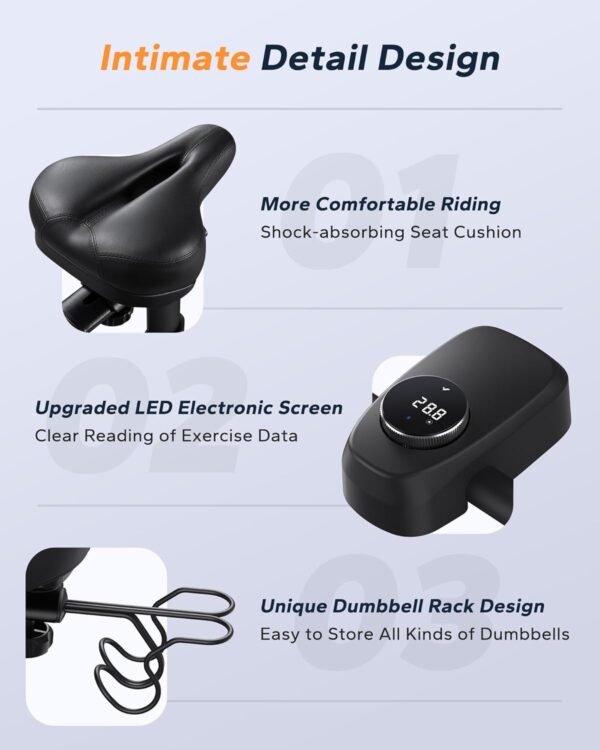 MERACH Exercise Bike, Brake Pad Stationary Bike with Exclusive App, Low Noise Indoor Cycling Bike with 300lbs Weight Capacity, Tablet Mount and Fitness Courses for Weight Loss - Image 7