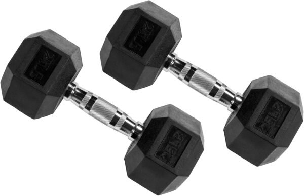 Premium Rubber Encased Hex Dumbbell, Pairs - Image 3