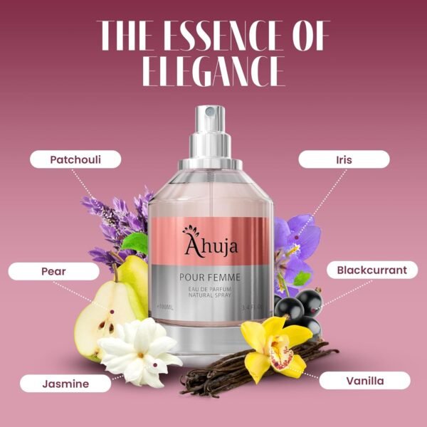AHUJA Pour Femme Eau De Parfum 3.4oz for Women Long Lasting Fragrance with Notes of Iris, Earthy Patchouli, Warm Vanilla-Best Alternative to La Vie Est Belle. - Image 3