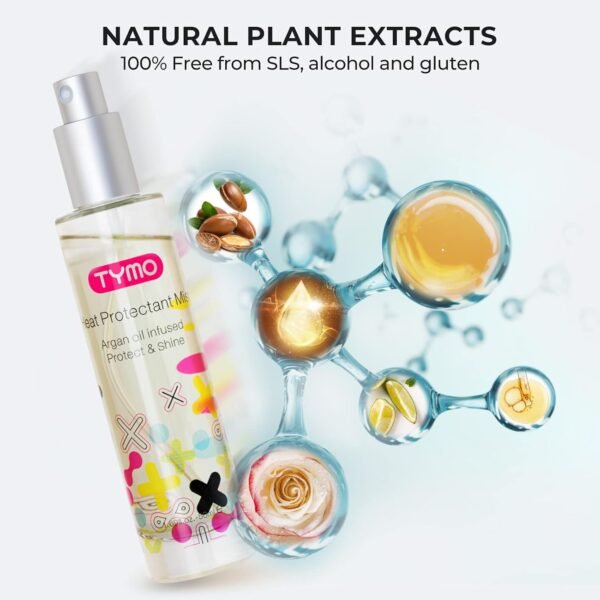 TYMO Heat Protectant Spray for Hair with Argan Oil for Styling Tools, Heat Protection Spray to Smooth & Hydrate, Natural Clean Formulation, Multi-benefit Treatment, Lightweight for All Hair Types - Image 5