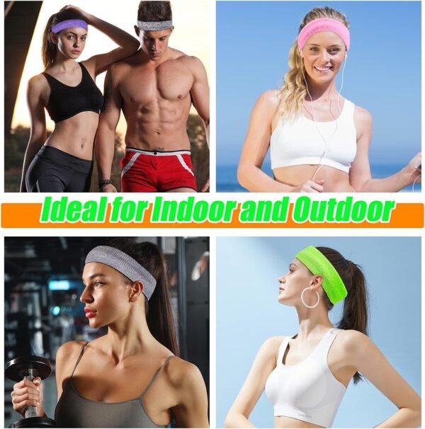 Yeshan 12 Packs Wicking Stretchy Athletic Sweatband/Sport Headbands/Head wrap/Yoga Headband/Head Scarf/Best Looking Hairband for Sports or Fashion,Towel Material - Image 6