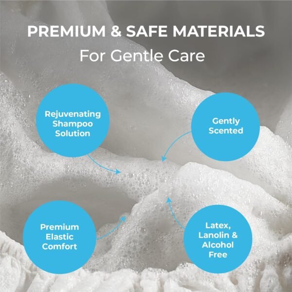 Scrubzz Shampoo Caps No Rinse for Elderly and Bedridden Patients, Rinse Free Shampoo Caps for Post Surgery and Hospital Stays, Waterless Hair Washing Shower Caps - 6 Pack - Image 6