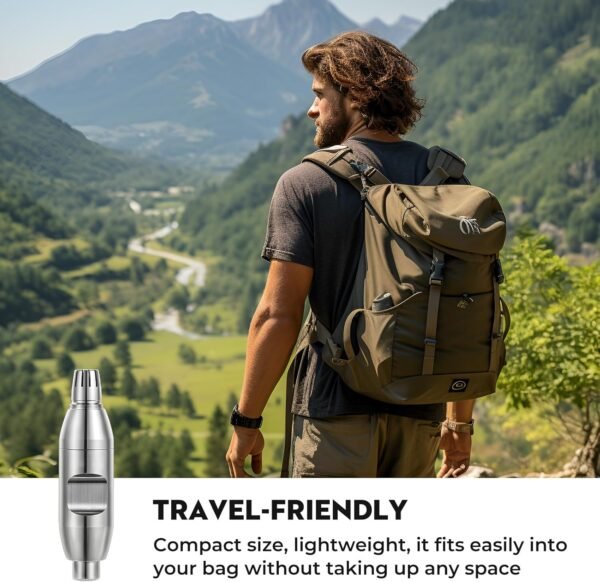 Nose Hair Trimmer for Men, Ear Hair Trimmer, Portable Removal Grooming Kit, Manual, Waterproof, Painless, Silver - Image 7