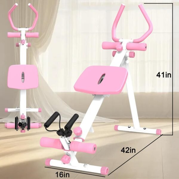 Transform Your Workouts with 4-in-1 Exercise Equipment, Rowing, Leg Press, Glider Machine, and Roman Chair, Pink - Image 3