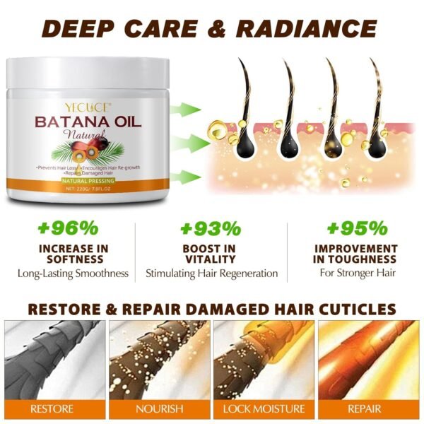 Batana Oil for Hair Growth, 100% Pure & Natural Batana Oil Sourced from Honduras, Batana Hair Oil for Anti Hair Loss,Enhances Thickness, Repair Split Ends for Men & Women 7.8 FL oz - Image 4
