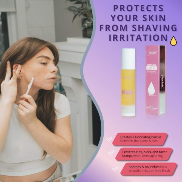 Dermaplaning Oil - Smooth Glide Skin Barrier Shave Oil for Women - Use with Dermaplaning Tool, Face Razor, Eyebrow Razor, Microblades for Face - Softens Area Pre Shave & After Shave - Image 3