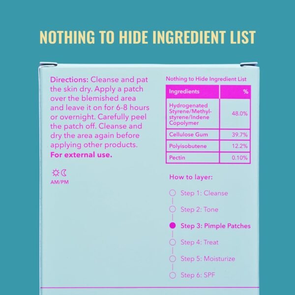 Good Molecules Pimple Patches (60 Patches) - Ultra-Thin Hydrocolloid Patches To Conceal Whiteheads, Blackheads And Blemishes, Target Ance and Impurities - Skin Care For Face With Cellulose And Pectin - Image 7