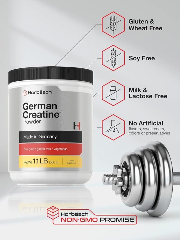 Horbäach German Creatine Powder 500g | Made in Germany with Creapure | Vegetarian, Non-GMO, and Gluten Free Dietary Supplement - Image 5