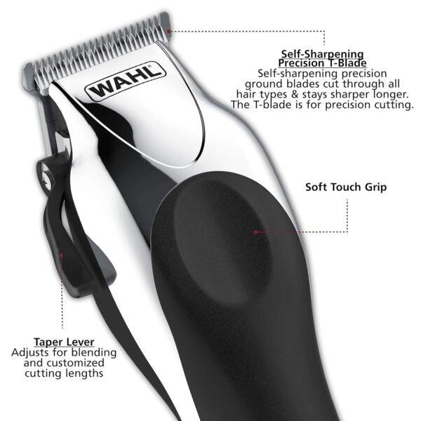 Wahl Clipper USA Deluxe Corded Chrome Pro, Complete Hair and Trimming Kit, Includes Corded Clipper, Cordless Battery Trimmer, and Styling Shears, for a Cut Every Time - Model 79524-5201M - Image 3